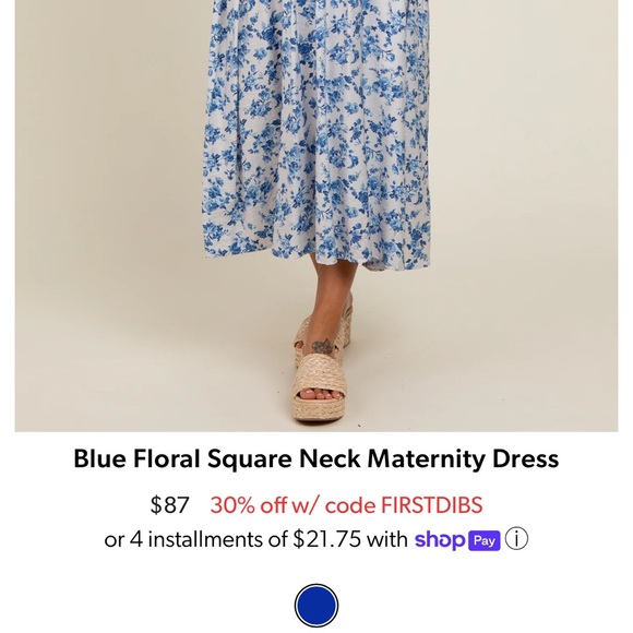 Pinkblush Blue Floral Square Neck Maternity Dress M - Picture 9 of 9